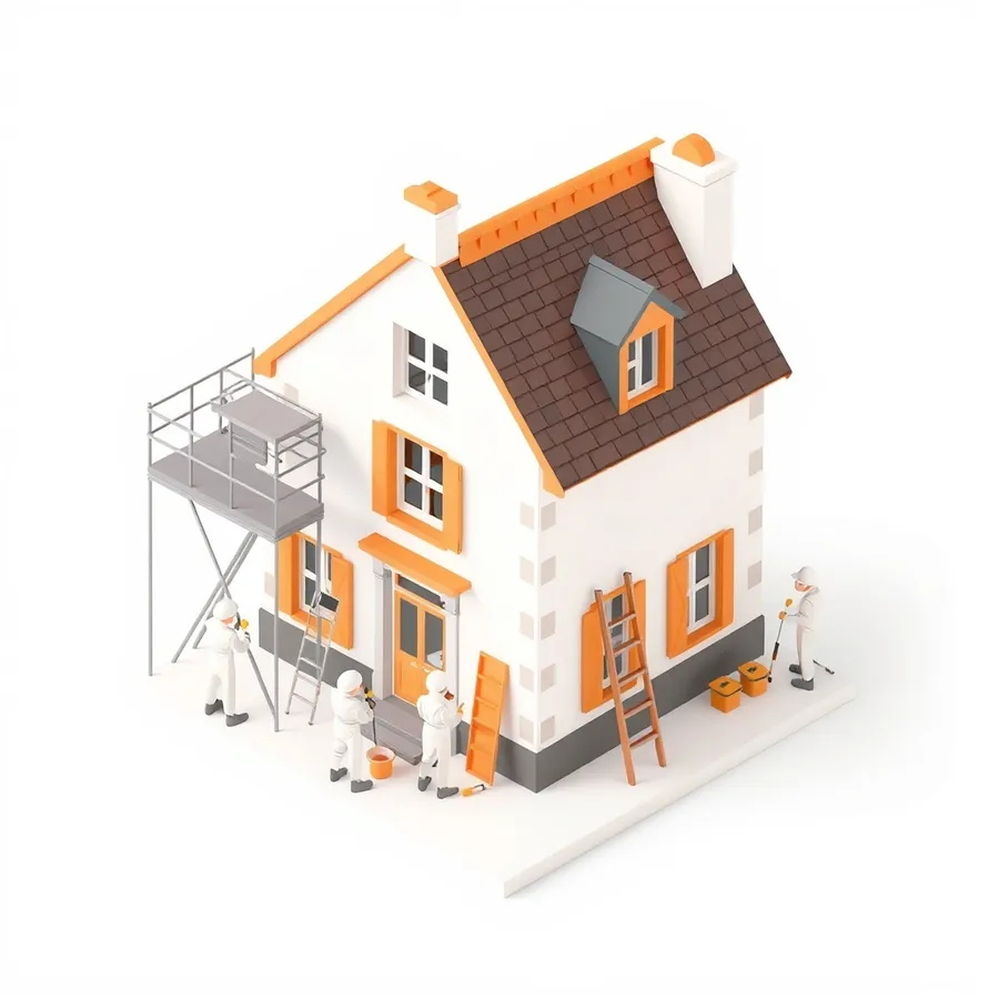 Travaux de peinture sur une maison à Nice — illustration